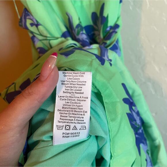 Likely Green & Blue Floral Ruffle Mini Dress - Size 00 - Picture 6 of 11